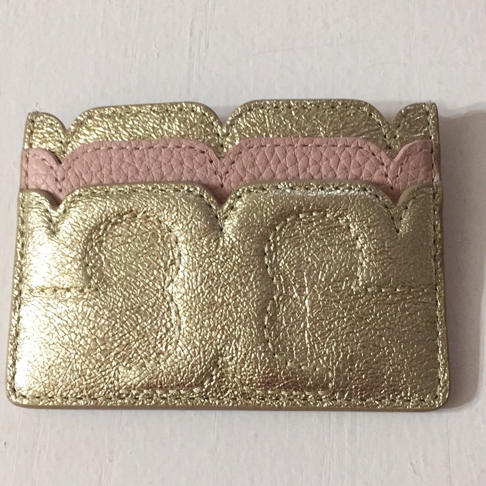Tory Burch scallop t metallic card case